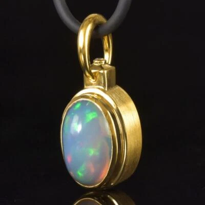 Кулон из чистого серебра 18 карат с золотом вермей, эфиопский валлийский опал и бриллиант 6,42 г - Изображение 1 из 4