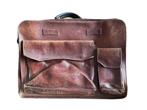The Bridge Chestnut Leather Vintage Briefcase Work Documents Bag 18” X 13.5” - Picture 1 of 10
