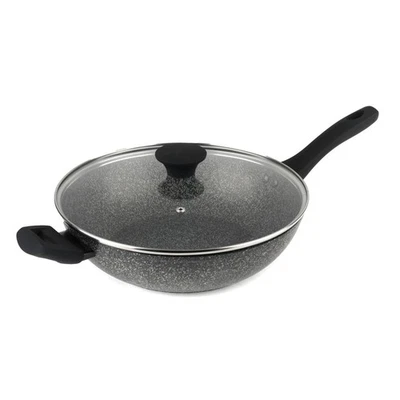 Salter Wok Non-Stick Megastone 28 cm Forged Aluminium With Lid Dishwasher Safe - Image 1 of 4