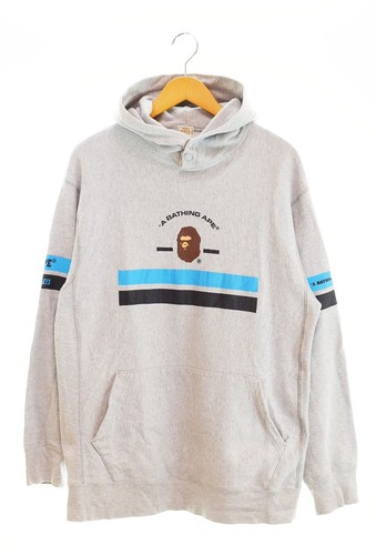 A BATHING APE (BAPE) Felpa con cappuccio usata A Bathing Ape 90S stampa prima linea Urahara vintage Vape Parka grigio S