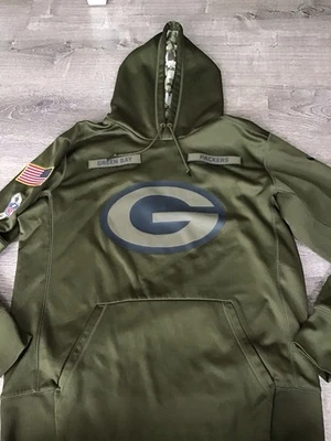 NIKE GREEN BAY PACKERS NFL SALUTE-TO-SERVICE Sudadera con Capucha Para Hombre Talla L Grande Verde Foto 1 de 4