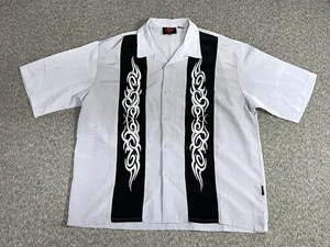 Vintage Dragonfly Clothing Shirt Mens XXL Gray/Black Embroidered Button Up Y2K - Picture 1 of 12