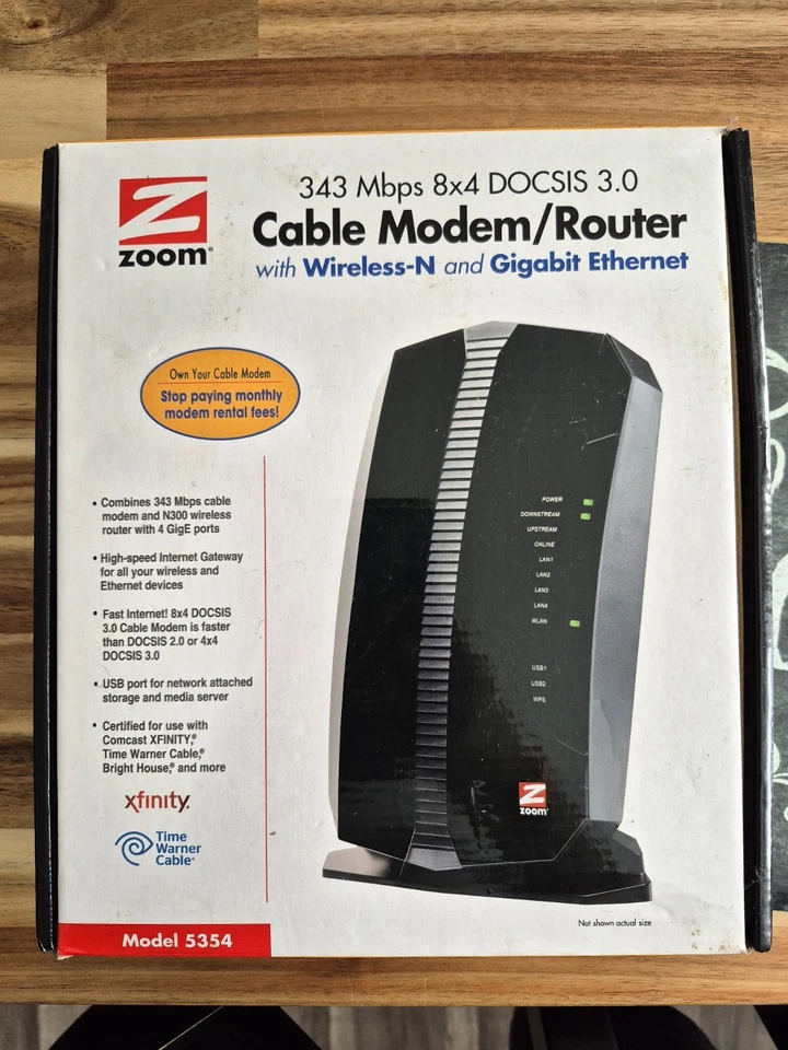 Zoom Cable Modem Router N-DOCSIS 3.0 Model 5354 Wireless - Image 1 of 3