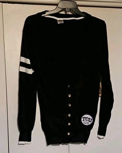 Cardigan Sweater School House Texas Christian University Horned Frogs Black NWT - Picture 1 of 6