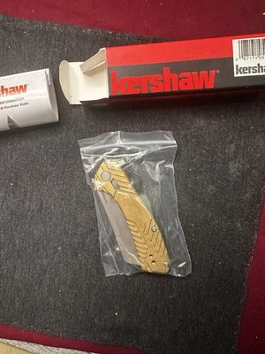 Cuchillo estático exclusivo Kershaw SMKW 3445-LATÓN - latón - lavado a la piedra D2 Foto 1 de 3