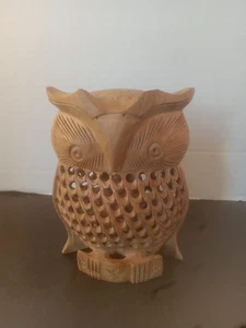 Hand Carved Wooden Owl With Baby Inside Decoration Knick Knack Decor My In India - Picture 1 of 11