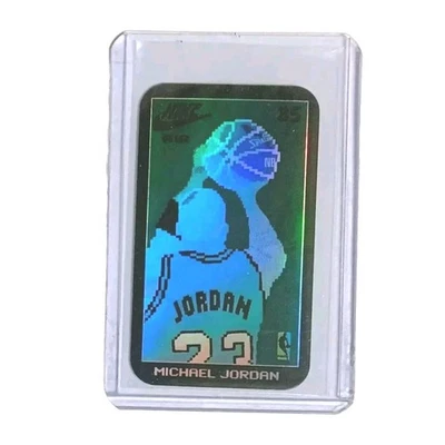 Michael Jordan 1985 8-Bit Rookie Fadeaway Blue Refractor NO 1986 Fleer Bulls HoF - Image 1 of 4