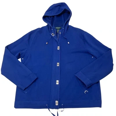 Vtg Lauren Jeans Co Ralph Lauren Royal Blue Hoodie Sweatshirt Women’s XL Jacket - Image 1 of 4