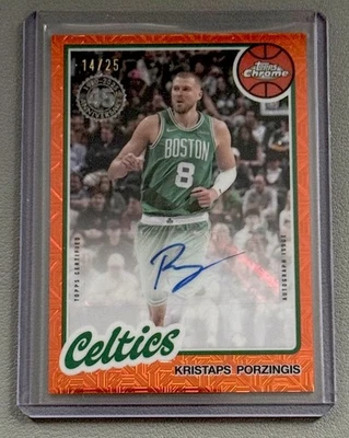 2025-26 TOPPS BASQUETE CROMADO LARANJA KRISTAPS PORZINGIS AUTOMÁTICO /25 #KP! RARO 🔥 - Imagem 1 de 2