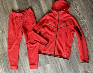 Nike Tech Fleece Tracksuit, Size M, Red, Hoodie And Bottoms,Genuine,Free Postage - Picture 1 of 12