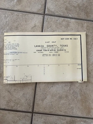 Lavaca County TEXAS East Half Edgar Tobin Aerial Surveys Map Oil Gas Wells - Image 1 of 4