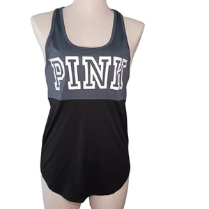 Victorias Secret PINK Racerback Tank Size XS Gray Black NWT - Picture 1 of 9