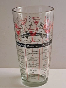 Vintage Bartender Cocktail Mixing Glass With Recipes 6.75" - Picture 1 of 5