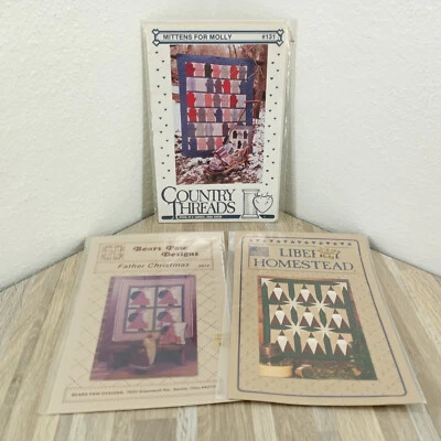 Quilt Pattern Lot Father Christmas Mittens for Molly Liberty Homestead - Image 1 of 4