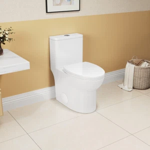 1.1/1.6 GPF Elongated Comfort Height Floor Mounted One-Piece Toilet, White - Picture 1 of 7
