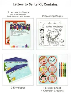 Peanuts Brief an den Weihnachtsmann Set mit Umschlägen für 2, Aufkleber, Charlie Brown, Snoopy - Bild 1 von 7