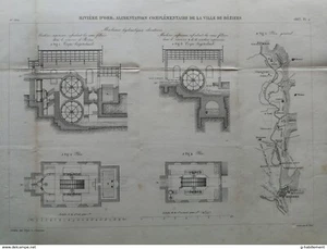 ANNALES PONT et CHAUSSEES (dep 34) - rivière d'orb. alimentation de Béziers 1883 - Imagen 1 de 5