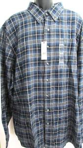 New Men's XXXL Navy Charcoal Button LS Check Plaid Shirt By Northcrest - Picture 1 of 10