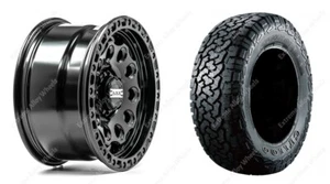 17" Black AT4 Alloy Wheels Fits Volkswagen T5 T6 T28 T30 T32 + All Terrain Tyres - Picture 1 of 3