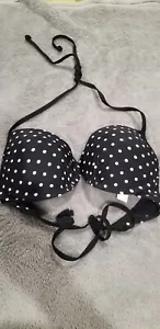 Swim Collection Bikini Oberteil Push Up Bügel BH schwarz weiß gepunktet Gr. L - Bild 1 von 5
