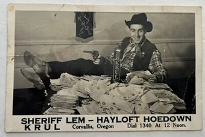 HAYLOFT HOEDOWN 1949 SHERIFF LEM AUTOGRAPH REAL PHOTO POSTCARD KRUL CORVALLIS OR - Picture 1 of 2