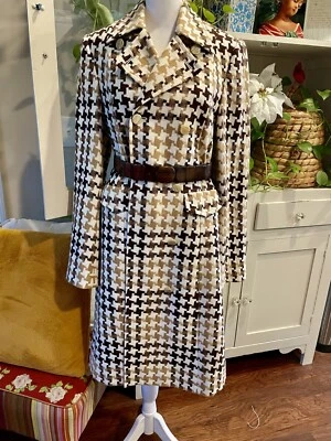 Abrigo Vintage Diseñador Perry Ellis Modelo Pata de Gallo Lana Talla 4 'Modelo Vogue' Foto 1 de 4