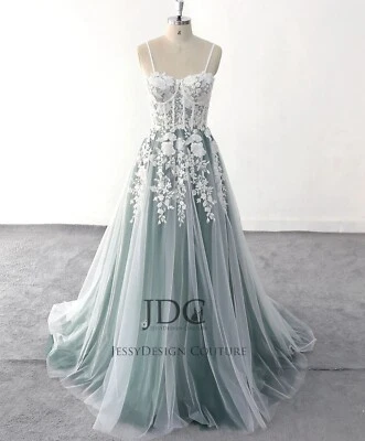 Colorful Lace bustier corset wedding dress bridal gown custom made white 2-28W - Image 1 of 4