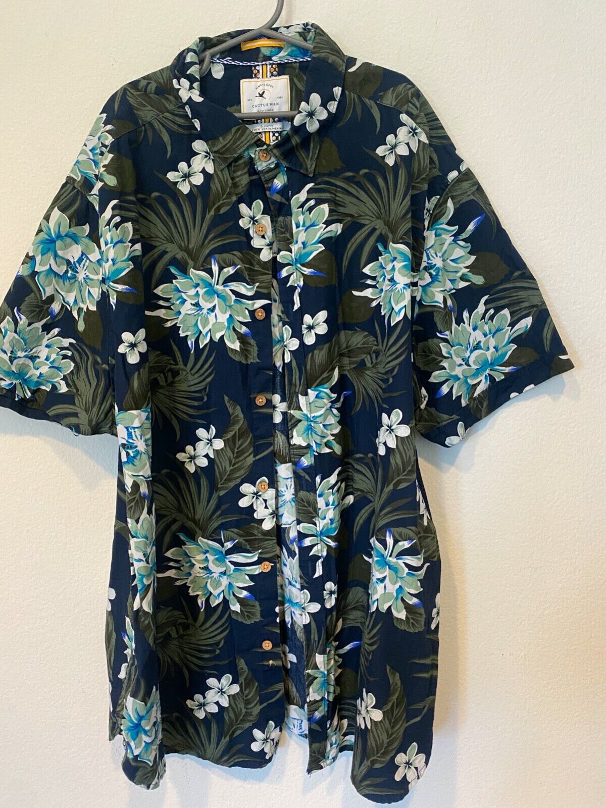 cactus man Ricky Singh Hawaiian shirt size xl slim fit 100% Cotton 