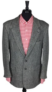Harris Tweed Men Gray Herringbone Wool Sport Coat Blazer Jacket 42R - Picture 1 of 13
