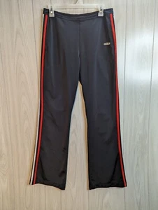 Adidas Womens Athletic Sweatpants Black Red Three Stripe Size Medium M - Picture 1 of 9