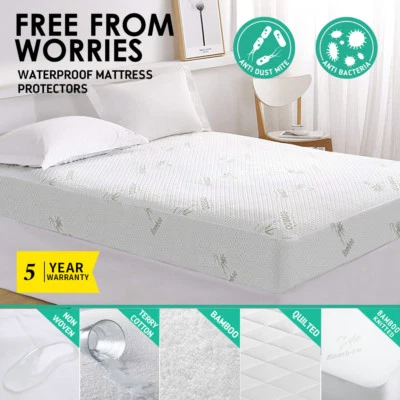 All Size Fully Fitted Waterproof Cotton / Bamboo Fibre Mattress Protector Cover - image 1 of 4