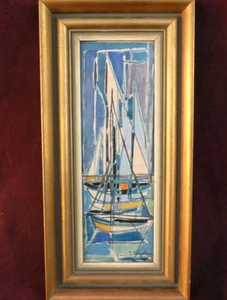 Jean Chevolleau 1924-1996 modernist boat watercolor painting School Paris artist - Picture 1 of 11