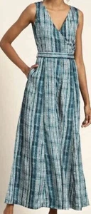 Teal Shibori Sleeveless Wrap Jumpsuit Maxi Length Casual Lounge Boho Womens Sm - Picture 1 of 20