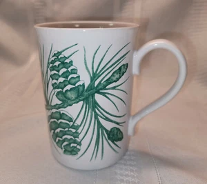 Godiva Grün & Weiß Tannenzapfen Kaffeebecher Tasse Natur Outdoor Gartenarbeit Kiefer - Bild 1 von 8