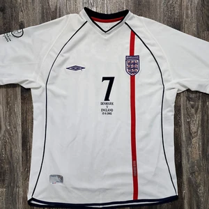2002 Umbro England Home Soccer Jersey David Beckham Men XL World Cup - Picture 1 of 11