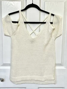 Sweater Urban Outfitters Ecote Women's Size XS Cream Cold Shoulder Pre-own - Picture 1 of 4