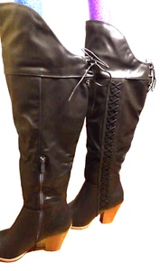 New JOURNEE COLLECTION Womens Grey Spritz-p Wood Stacked Heel Boots 7.5 Gray - Picture 1 of 19