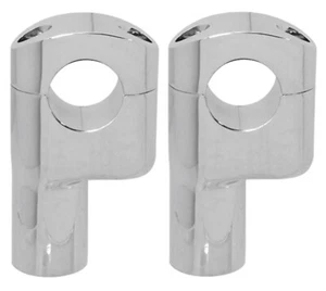 CHROME WITH 3/4" OFFSET 1 1/4" HANDLEBAR RISERS 3" TALL HARLEY BIG TWIN CUSTOM - Bild 1 von 1
