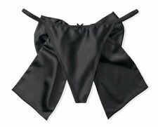 VS Dream Angel Black Satin Bow V String Thong Panty SMALL