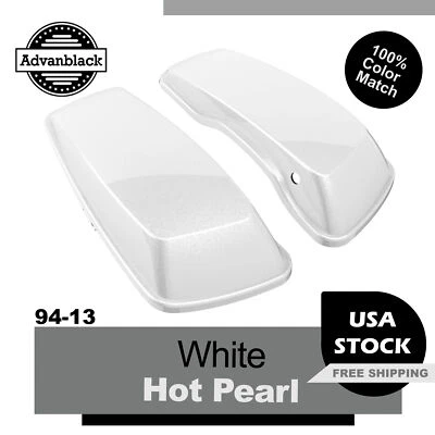 Advanblack White Hot Pearl Saddlebag Lid Cover For Harley Davidson Touring 94-13 - Image 1 of 4