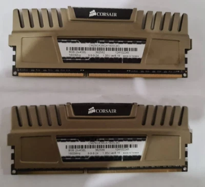 kit ram Corsair Vengeance gold 8Go 8gb 2 x 4gb 1600mhz CMZ8GX3M2A1600C9G DDR3 - Bild 1 von 2