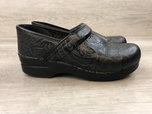Dansko Damen-Clog schwarz Leder rutschfest Arbeit Krankenschwester gepolstert 8 Fußgewölbe Schuhe - Bild 1 von 9