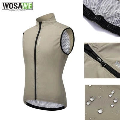 WOSAWE Men Cycling Windproof Vest Full Zipper Water Repellent Lightweight Coat - Image 1 of 4