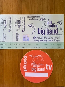 PHIL COLLINS BIG BAND TICKET AND PASS - Picture 1 of 2