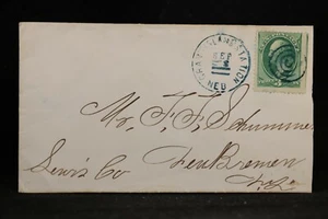 Nebraska: Grand Island Station 1870s 3c Banknote Cover, Blue CDS, DPO Hall Co - Picture 1 of 2