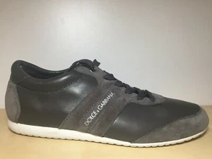 Dolce & Gabbana Leather Grey Suede Trim Low top Lace up Sneakers 40 EU 6 UK 7 US - Picture 1 of 6