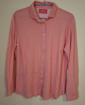 Charles Tyrwhitt Women's US 14 Pink Cotton Modal Button Up Shirt Shell Pattern - Image 1 of 4