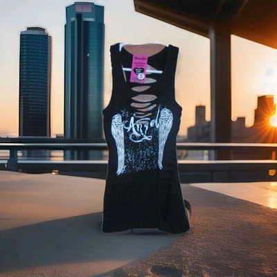 CAMISETA REGATA DEMI LOON FEMININA ESTILO CORTE ASAS DE ANJO TAMANHO PEQUENO-NOVA COM ETIQUETA - Imagem 1 de 4