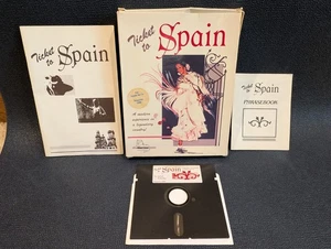 Ticket to Spain Apple II Vintage Video Game Blue Lion Software Box & Manuals - Picture 1 of 14