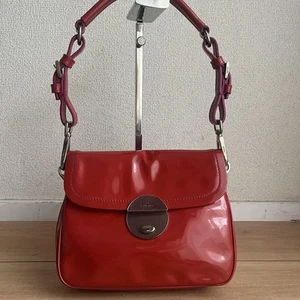 PRADA Handbag, One-Shoulder, Shoulder bag, Enamel, Red, Logo Used Good Item JPN - Picture 1 of 12